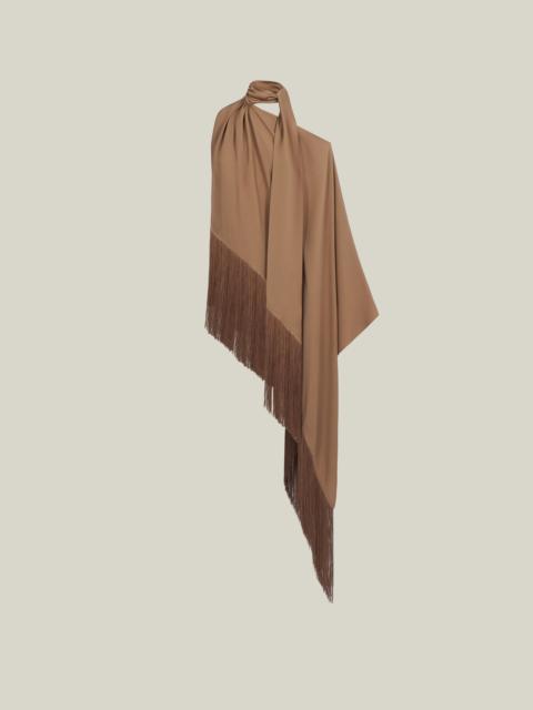 Taller Marmo Fringed Atlas Blouse in Camel