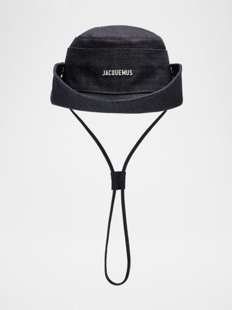 JACQUEMUS The de-Nimes Logo Cotton Denim Bucket Hat