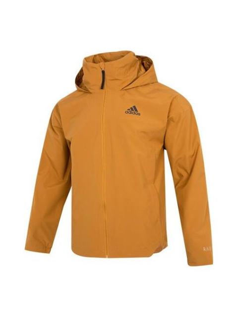 Men's adidas Traveer Rr J Athleisure Casual Sports Woven Logo Stripe Hooded Jacket Yellow HG6013