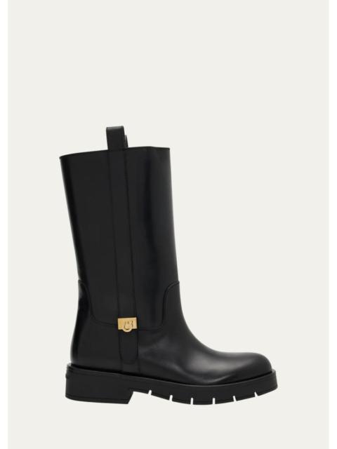 FERRAGAMO Nyves Leather Mid-Calf Boots
