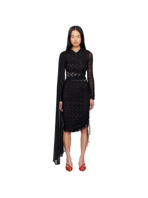 Marine Serre Black Jersey Draped Midi Dress