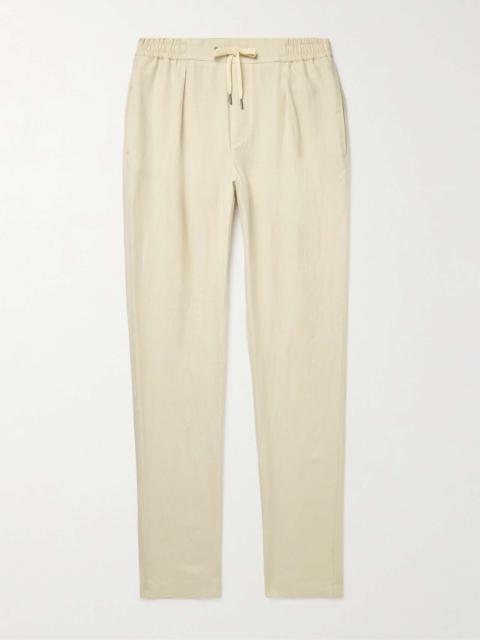 Dorset Slim-Fit Pleated Silk and Linen-Blend Drawstring Trousers