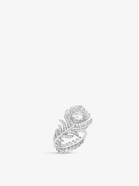 Boucheron Plume de Paon small 18ct white-gold and 0.30ct rose-cut diamond ring