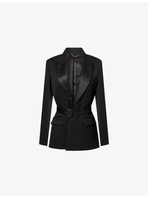 Victoria Beckham Single-Breasted Belted Tailored Wool-Blend Jacket