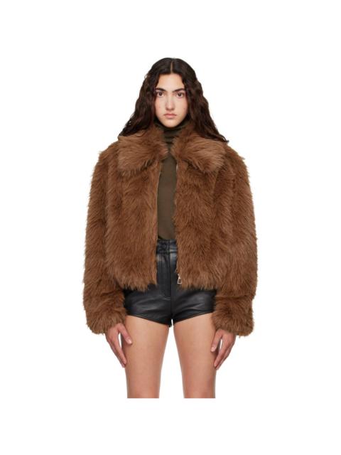 The Frankie Shop Brown Hope Faux Fur Jacket