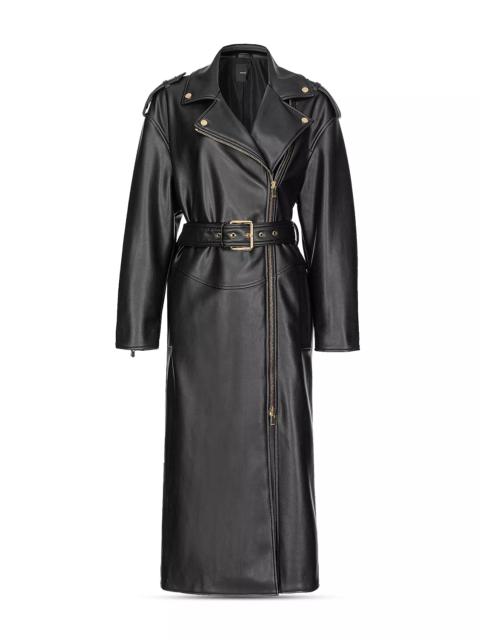 PINKO Faux Leather Moto Trench Coat