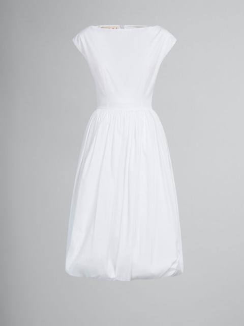 WHITE BIO POPLIN BALLOON DRESS