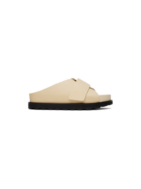 Jil Sander Beige Cross-Strap Leather Slides