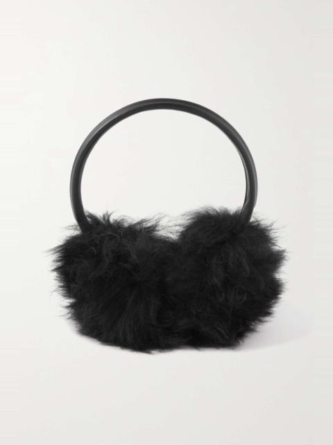 Yves Salomon Leather-trimmed shearling earmuffs Black