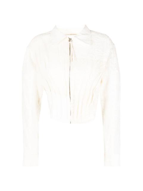 Andersson Bell corseted lace zip-up shirt
