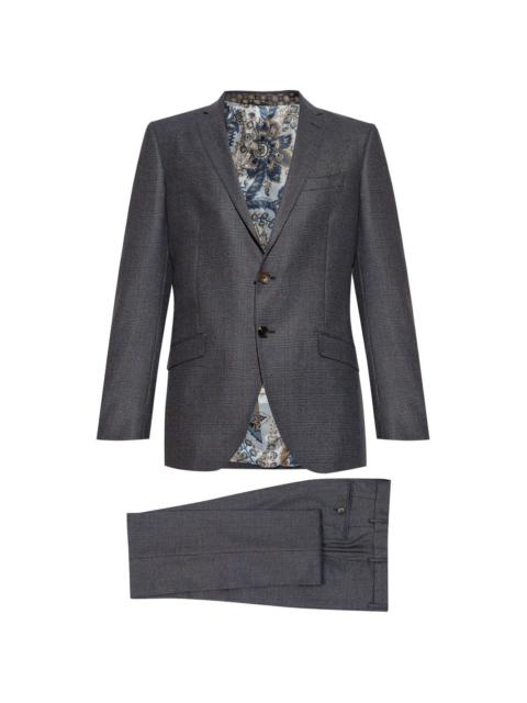 single-breasted checked wool suit