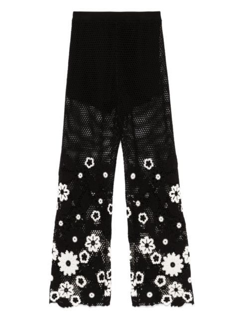 maje floral-embroidery trousers
