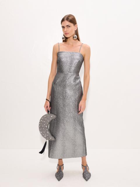 SIMONMILLER Verdelle Metallic Midi Dress In Pewter