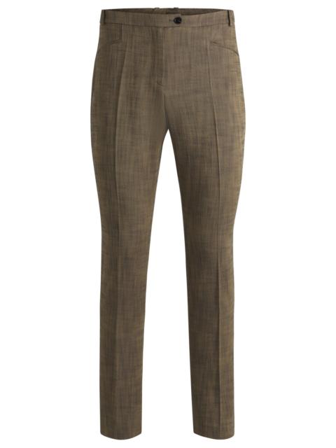 BOSS RELAXED-FIT TROUSERS IN MELANGE STRETCH SHARKSKIN FABRIC