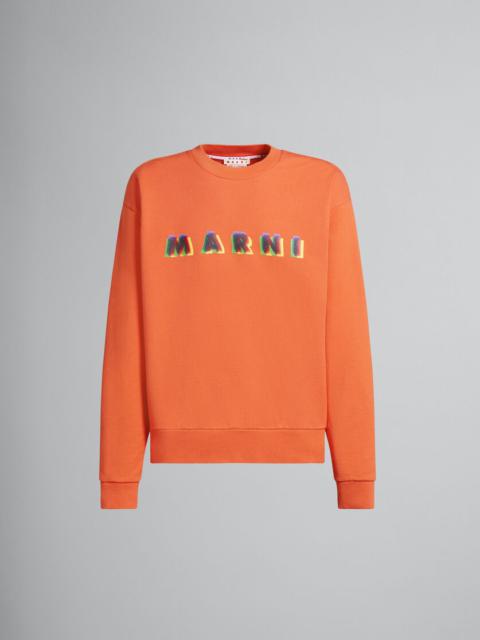 Marni ORANGE COTTON SWEATSHIRT WITH 3D MARNI PRINT