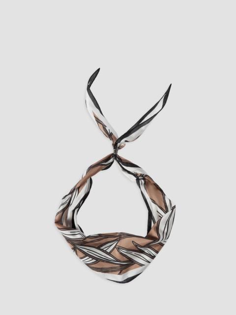 Brunello Cucinelli Women's Cacao Leaves Print Silk Foulard - White