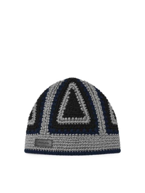 NICHOLAS DALEY CROCHET GEOMETRIC-PATTERN BEANIE HAT