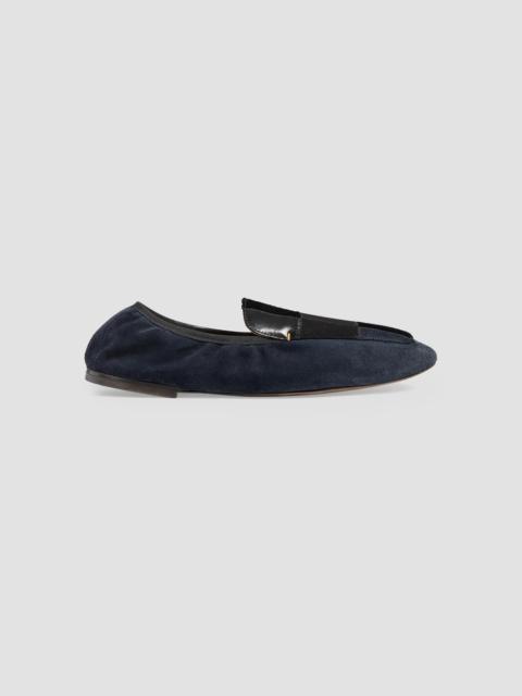 KHAITE Women's Zoe Patchwork Leather, Suede & Calf-Hair Flat Loafers - Black Midnight Navy