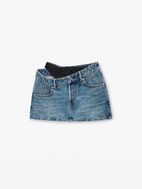 Alexander Wang Pre-Styled Denim Skirt with Asymmetrical Lace Waistband
