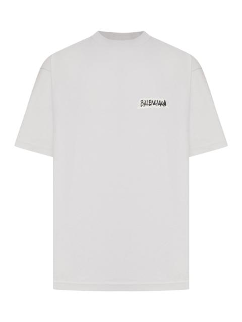 BALENCIAGA MEN`S MEDIUM FIT MASKING TAPE T-SHIRT