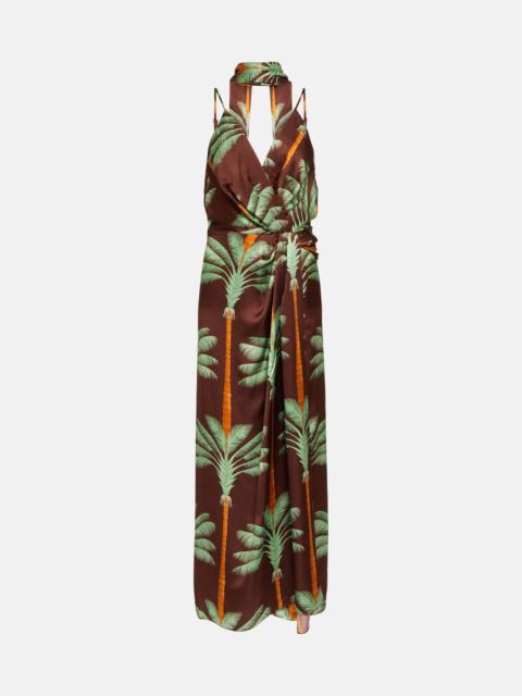 Johanna Ortiz Embroidered printed silk maxi dress