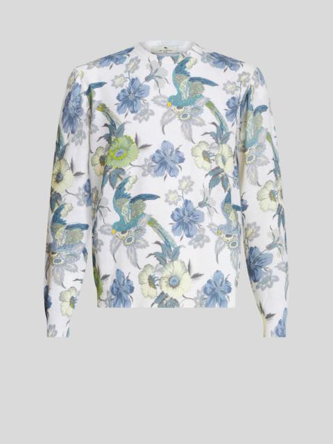 Etro COTTON AND LINEN FLORAL SWEATER