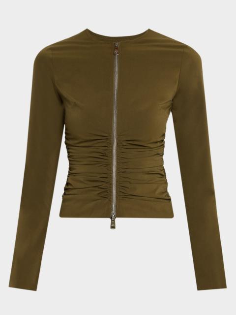 Wynn Hamlyn Ruched Zip-Front Top