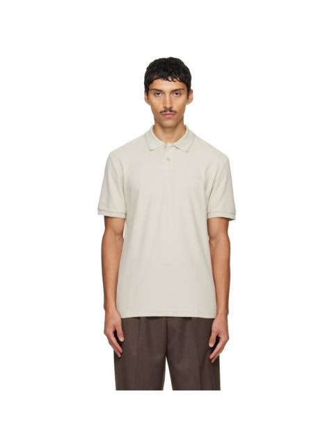 BOSS Beige Regular-Fit Honeycomb-Structured Cotton Pique Polo