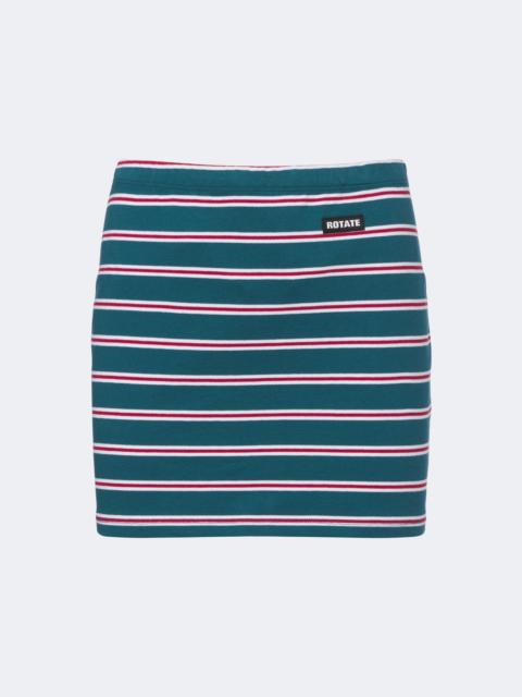 ROTATE Striped cotton-blend piqué miniskirt