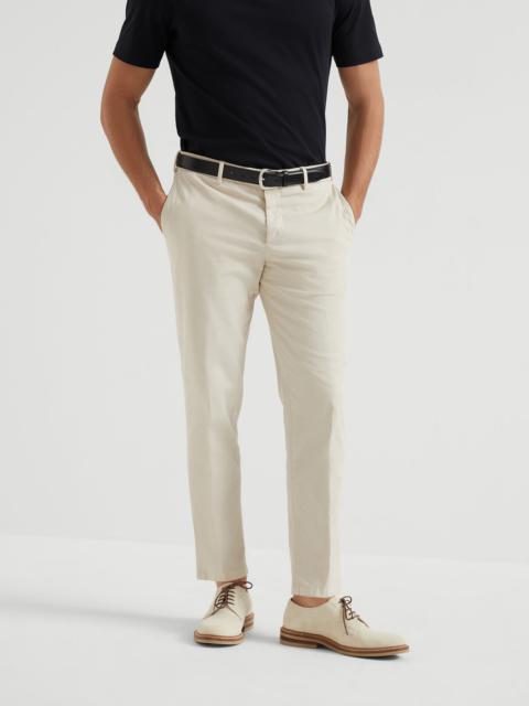 Garment-dyed Italian fit trousers in American Pima comfort cotton gabardine