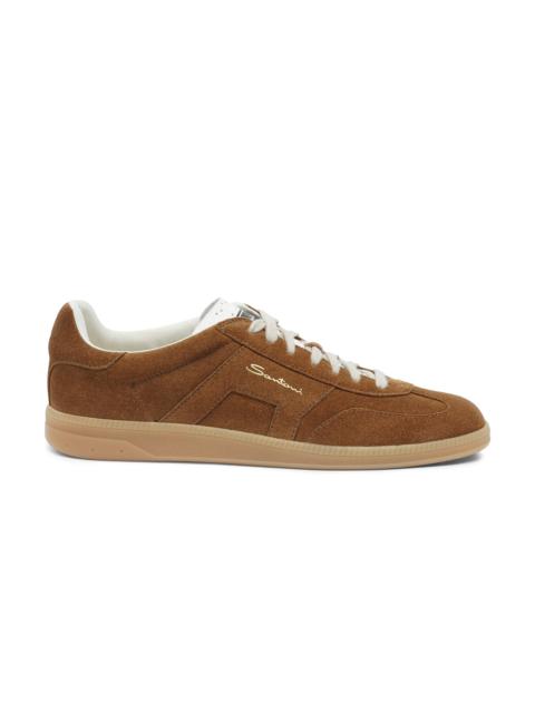 Santoni Men's brown suede DBS Oly sneaker