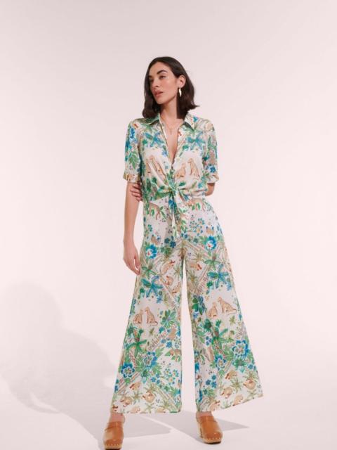 Poupette St Barth Long Jumpsuit Bettina - Blue Leo Foulard