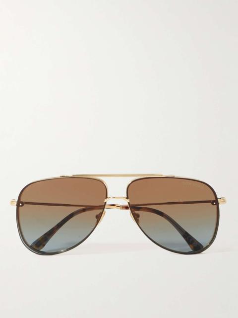 Leon Aviator-Style Gold-Tone Sunglasses