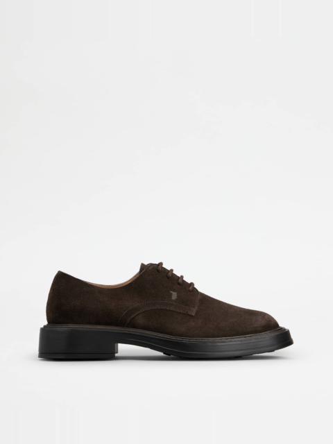 Tod's LACE-UPS IN SUEDE - BROWN