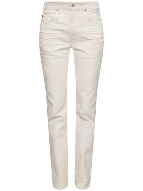 Denim & twill midrise straight jeans