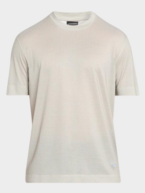 EMPORIO ARMANI Men's Lyocell and Cotton Micro-Square Crewneck T-Shirt