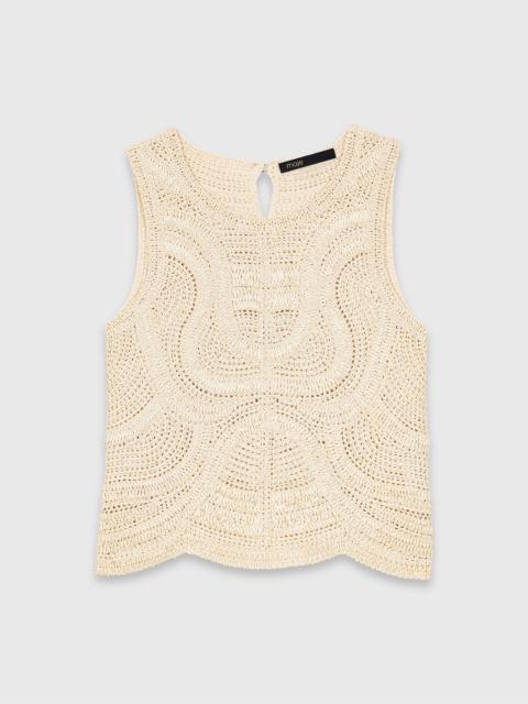 maje Sleeveless crochet-knit top