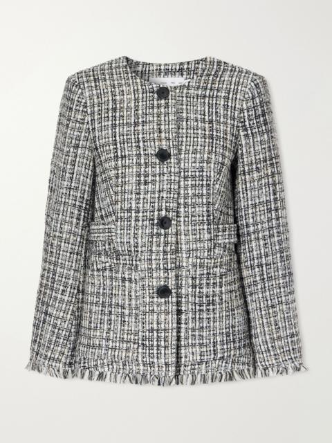 Proenza Schouler Aurelia fringed checked tweed jacket Gray