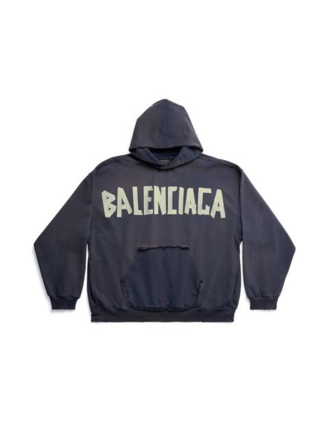 BALENCIAGA Tape Type Ripped Pocket Hoodie Large Fit in Navy Blue
