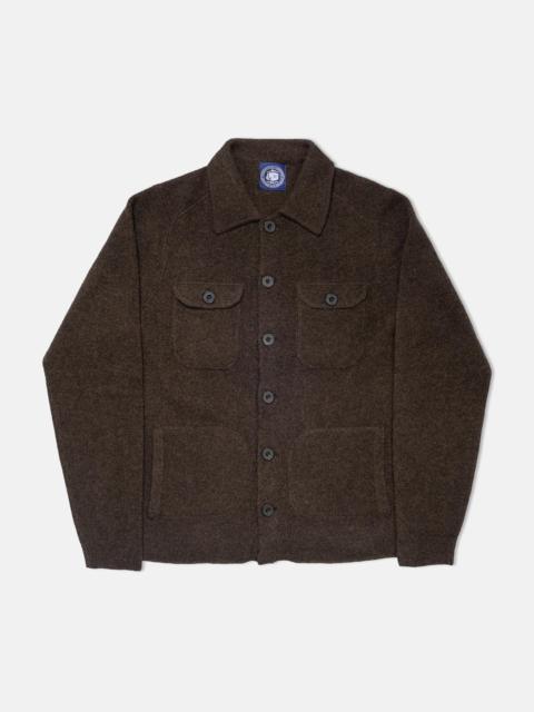 J. PRESS BROWN BOILED WOOL KNITTED SHIRT JACKET