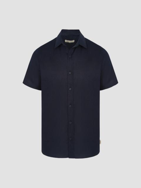 onia Men's Stretch Linen-Blend Short-Sleeve Shirt - Navy