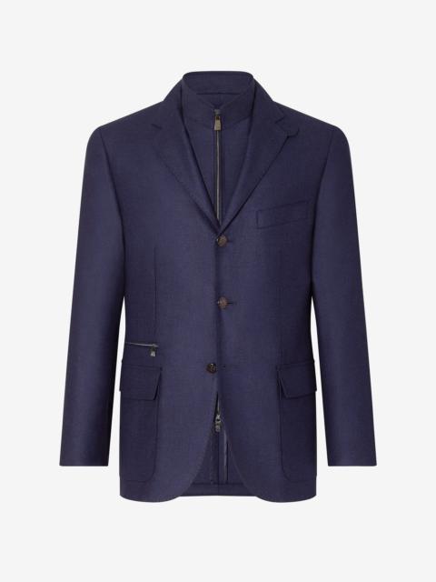 CORNELIANI Royal blue silk and wool jacket with inner vest