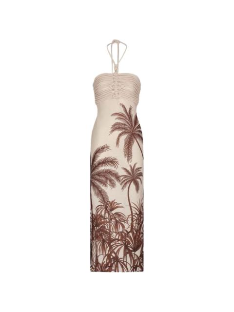 ANDRES OTALORA ruched print midi dress