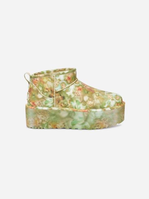 UGG ® CS Ultra Mini Platform Microfiber/Recycled Materials Classic Boots in Green Floral
