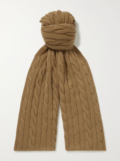 Loro Piana Cable-Knit Baby Cashmere Scarf Tan