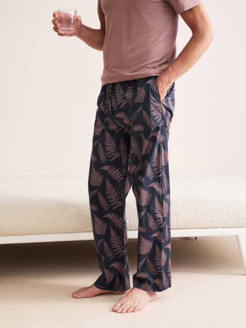 Derek Rose Ledbury Cotton Batiste Lounge Pants Navy & Pink Fern