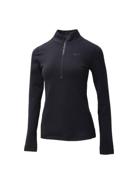 (WMNS) Nike Pro Quick Dry Stand-up Collar Sweateshirt Black CU4330-010