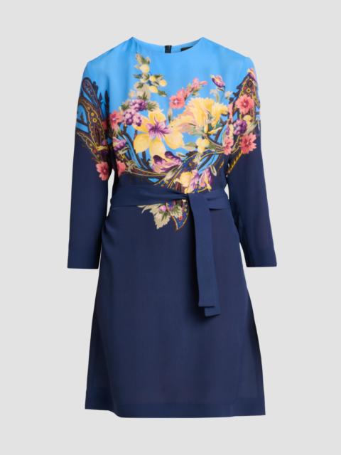 Etro Women's Floral Print Mini Dress - Printed Blue