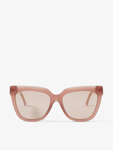 Julieka
Opal-Nude Square-Frame Sunglasses with JC Emblem and Studs