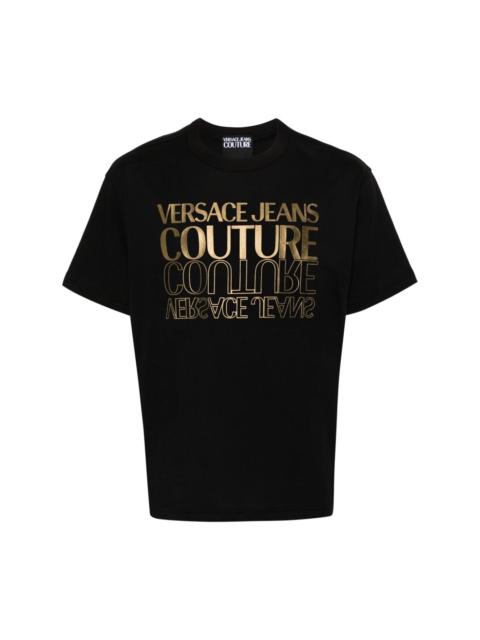VERSACE JEANS COUTURE metallic logo-print cotton T-shirt